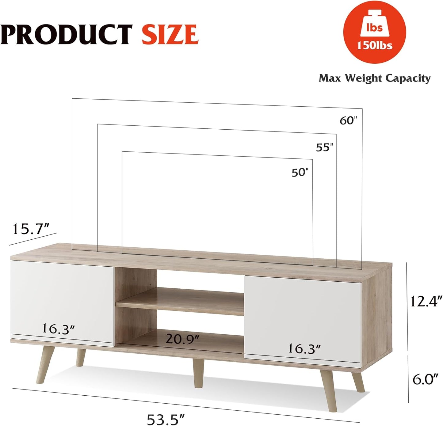 Everwood Signature Siena – TV Stand & Media Console/Cabinet for Living Room