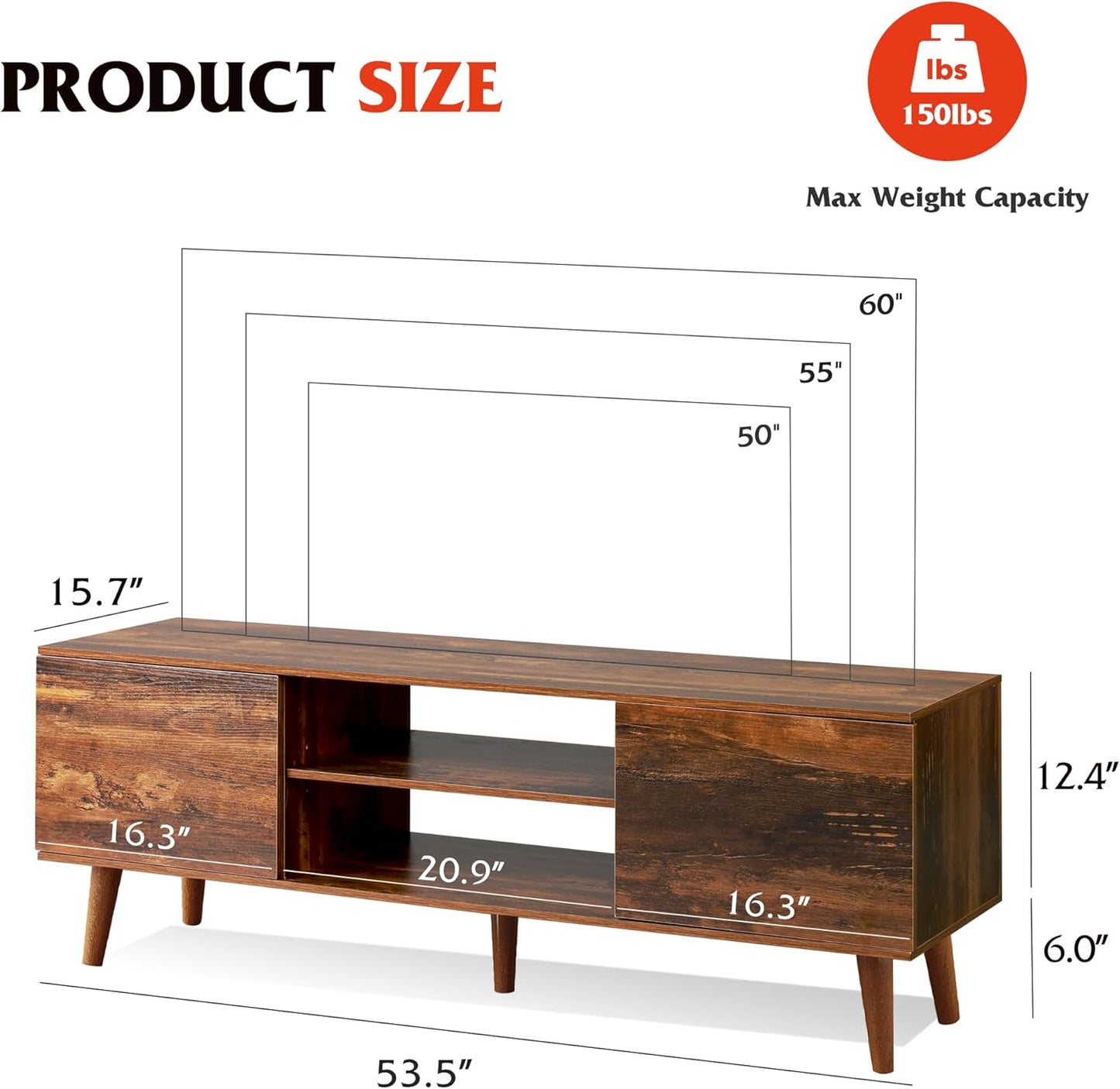 Everwood Signature Siena – TV Stand & Media Console/Cabinet for Living Room