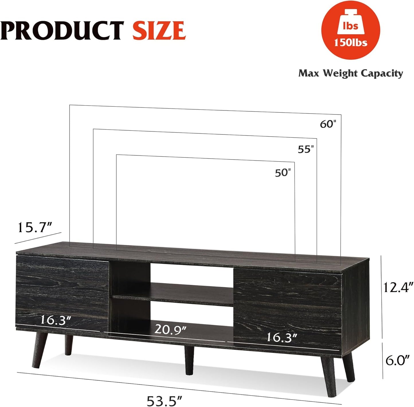 Everwood Signature Siena – TV Stand & Media Console/Cabinet for Living Room