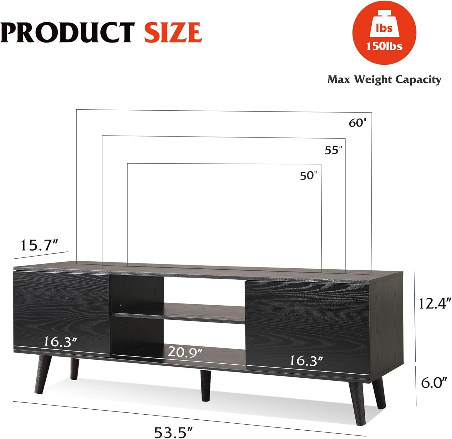 Everwood Signature Siena – TV Stand & Media Console/Cabinet for Living Room