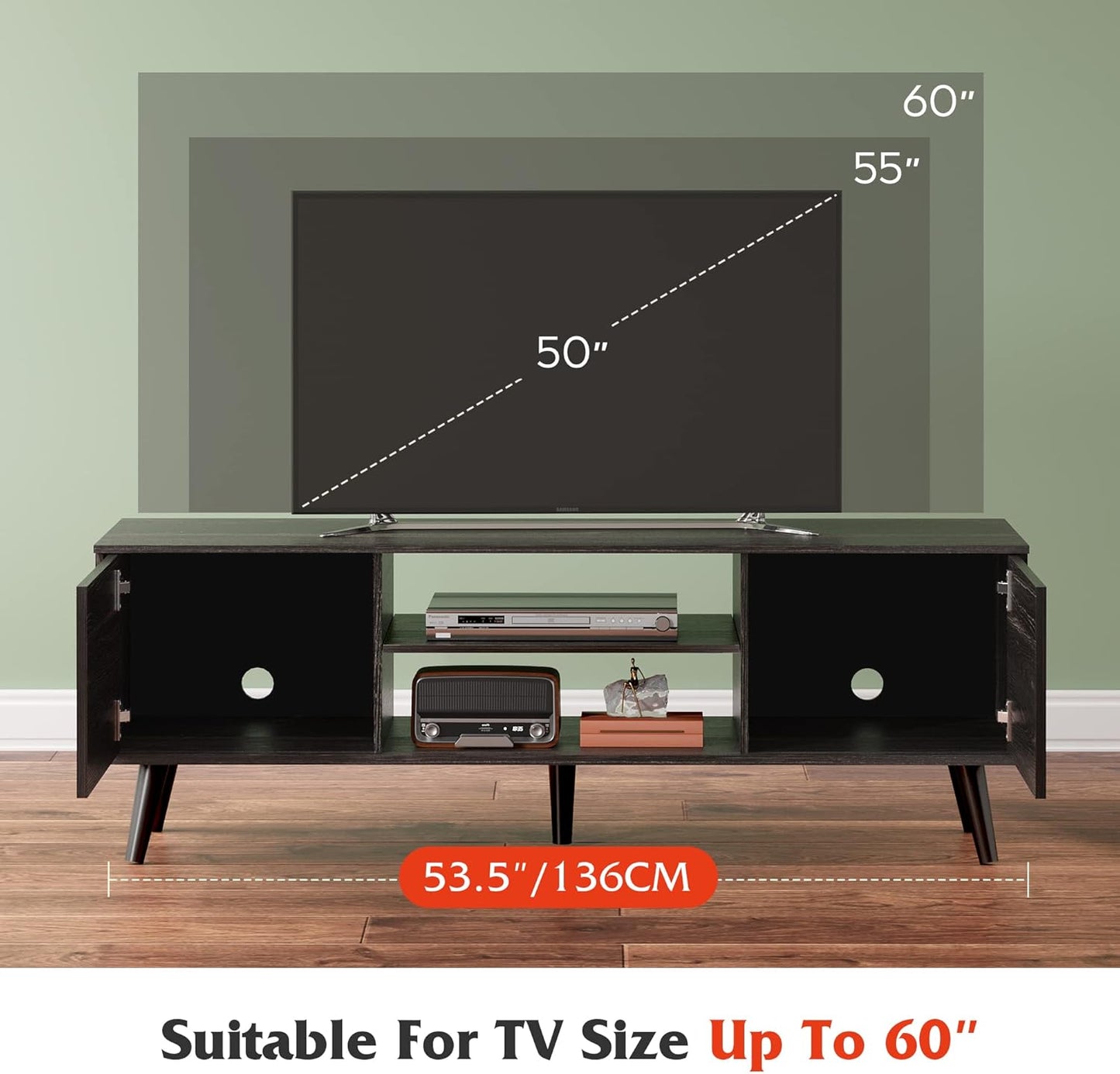 Everwood Signature Siena – TV Stand & Media Console/Cabinet for Living Room