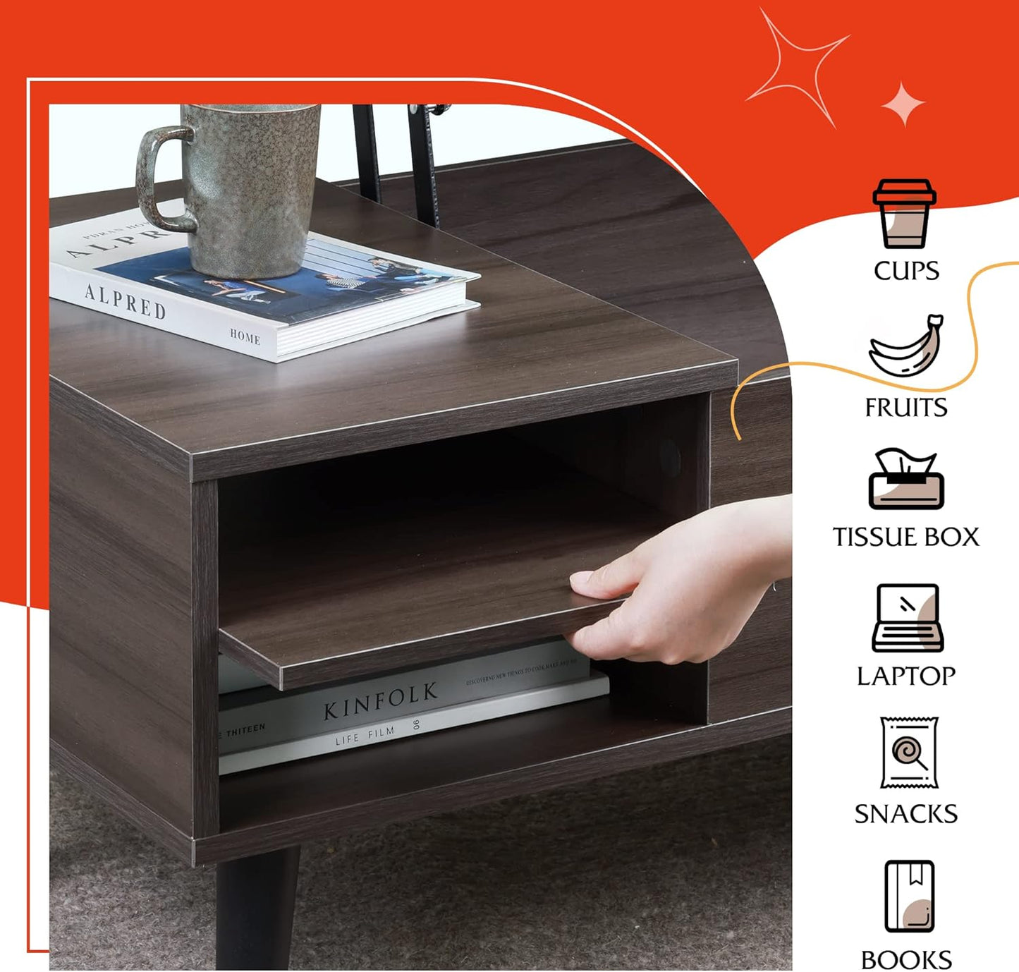 Everwood Signature Calla – Wooden Coffee Table Sofa & Side Table for Living Room
