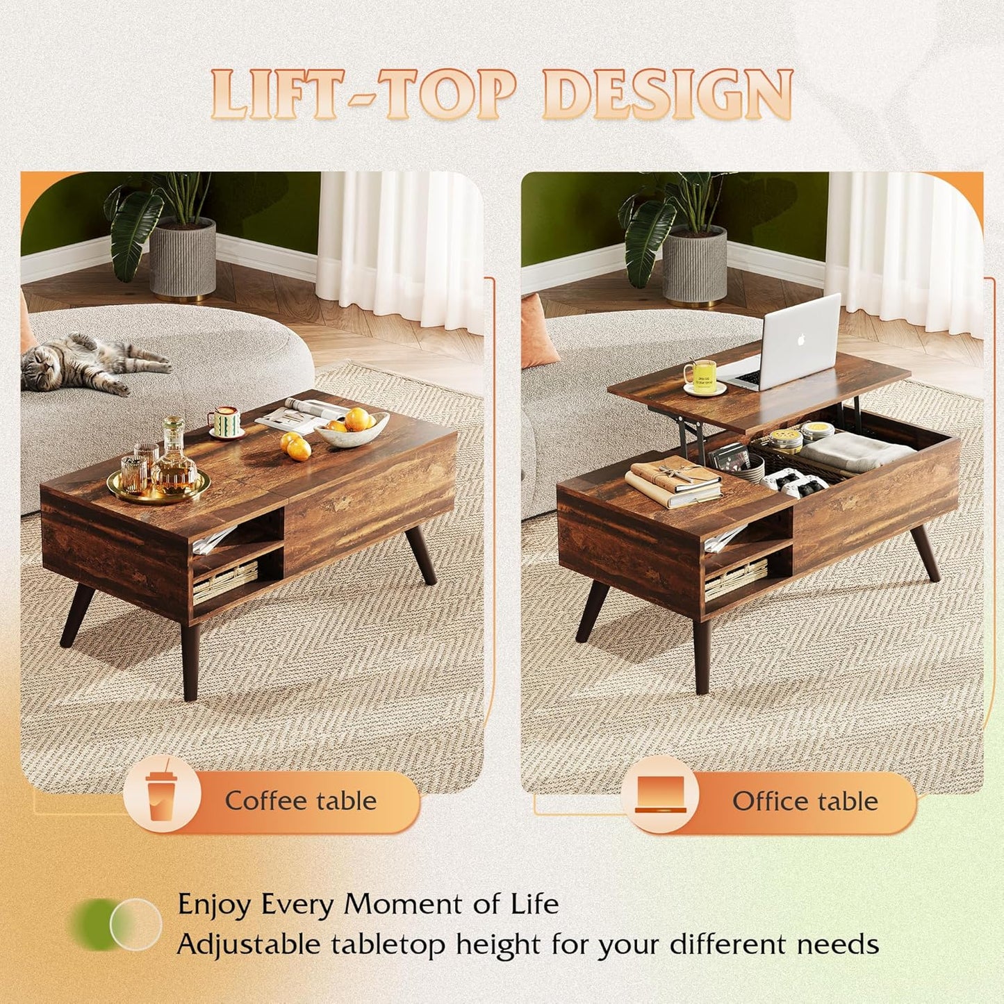 Everwood Signature Calla – Wooden Coffee Table Sofa & Side Table for Living Room